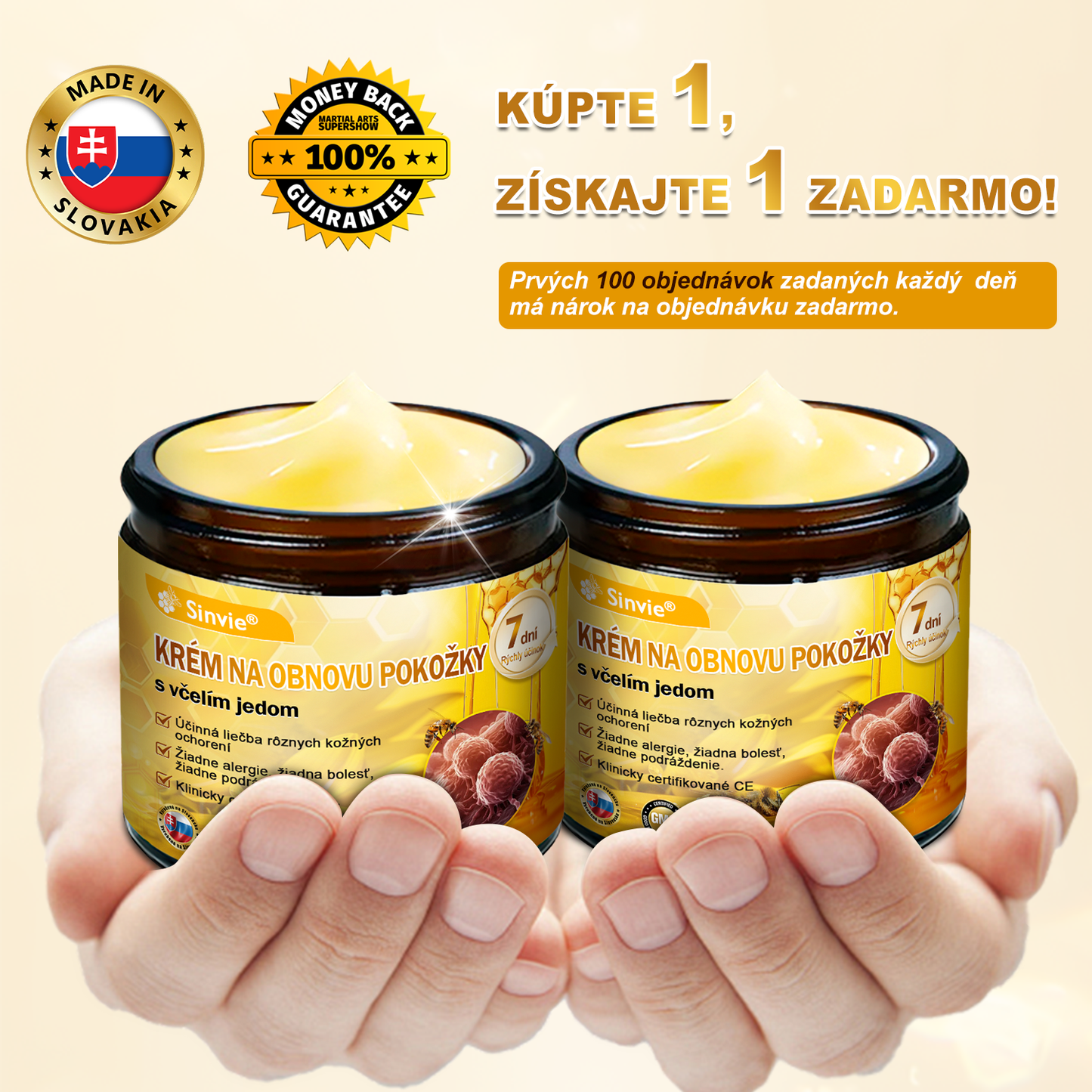 ✨ Sinvie® včelím jedom obnovu pokožky Krém (👨‍⚕‍Výroba v súlade s normami GMP)👍✅